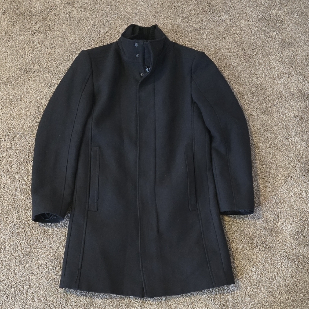 Zara Men's Black Trench Coat Size Small